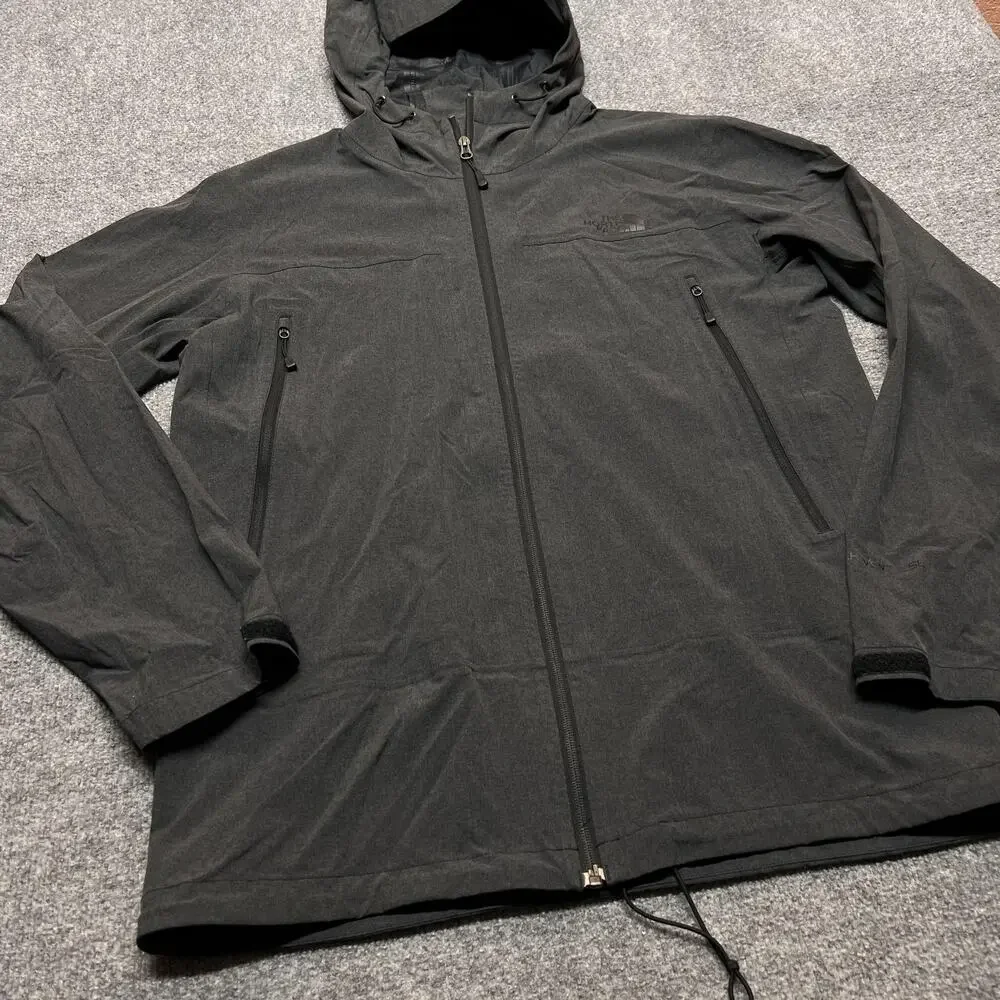 The North Face Jacket Mens Large Gray HyVent 2.5L Hooded Softshell Waterproof